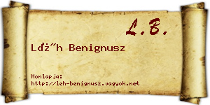 Léh Benignusz névjegykártya